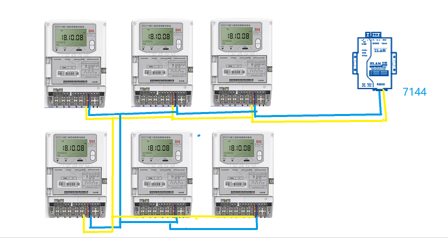  科陸電表手拉手與無線串口模塊連接示意圖